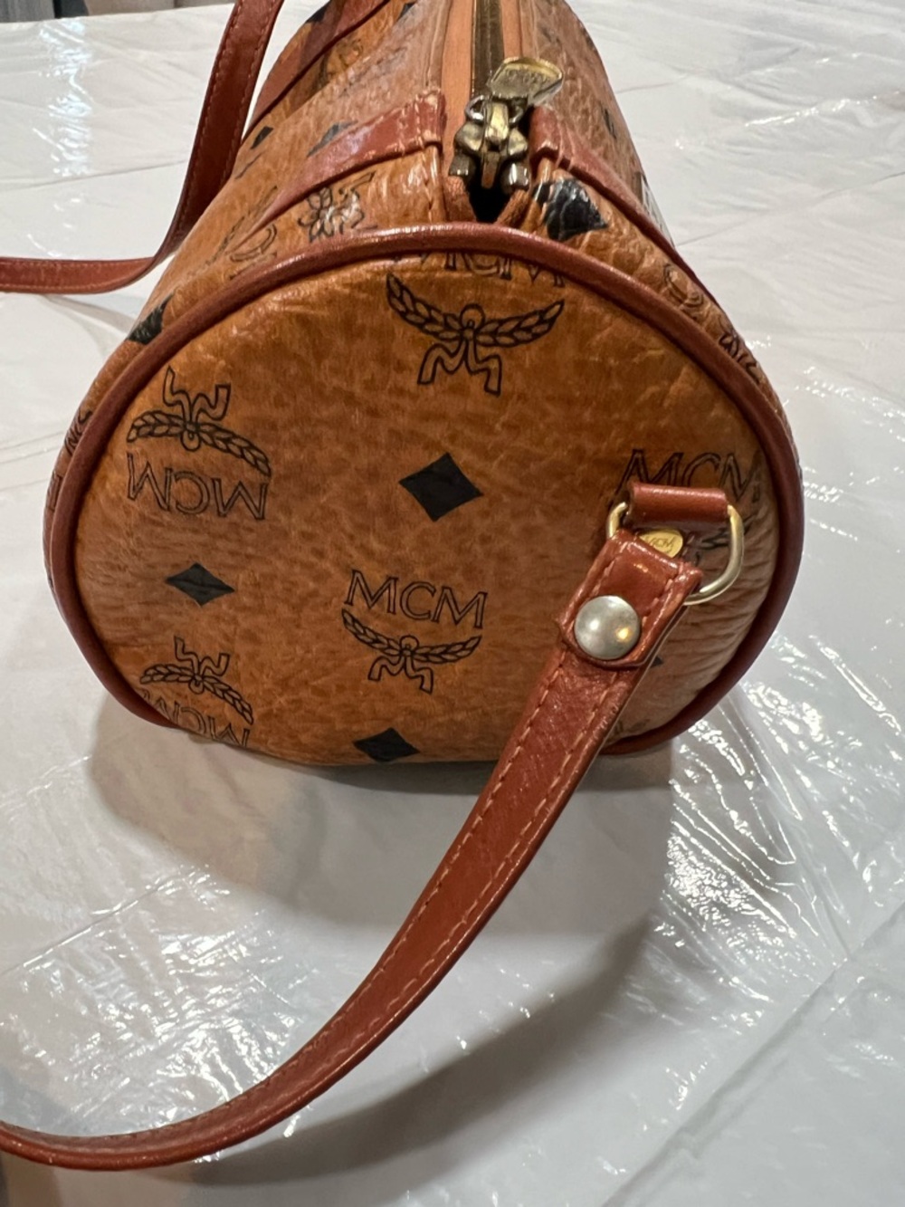 MCM vintage Cognac Monogram Cylinder Bag - Picture 12 of 16